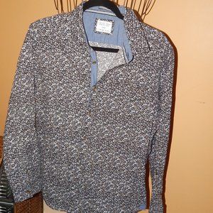 Level Ten Colorful Floral Modern Collared Long Sleeve Button Front Shirt LG